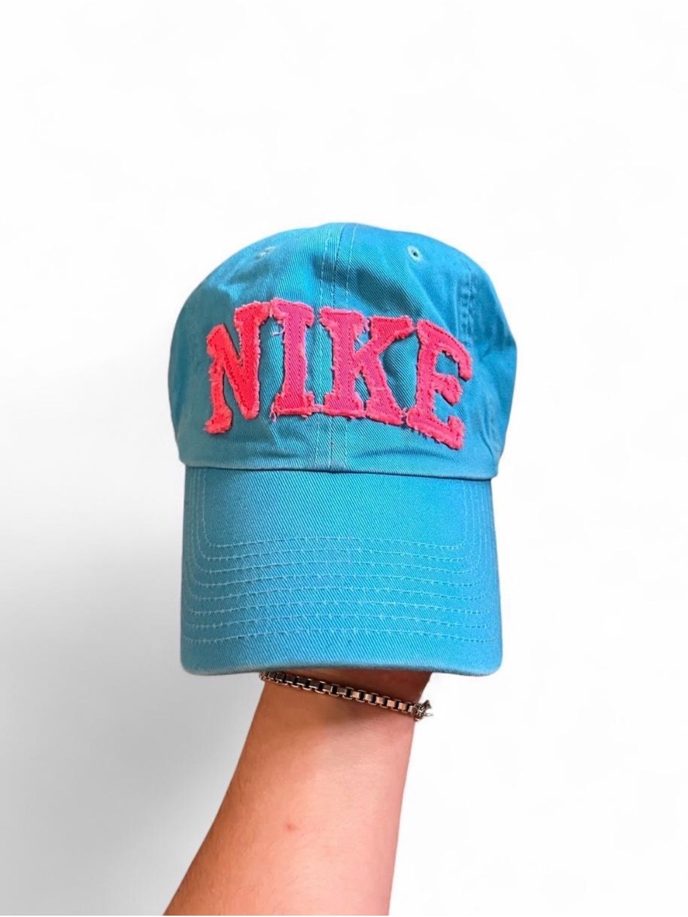 Vintage Nike Slideback Hat Blue/Pink Adjustable Patch Logo Cotton